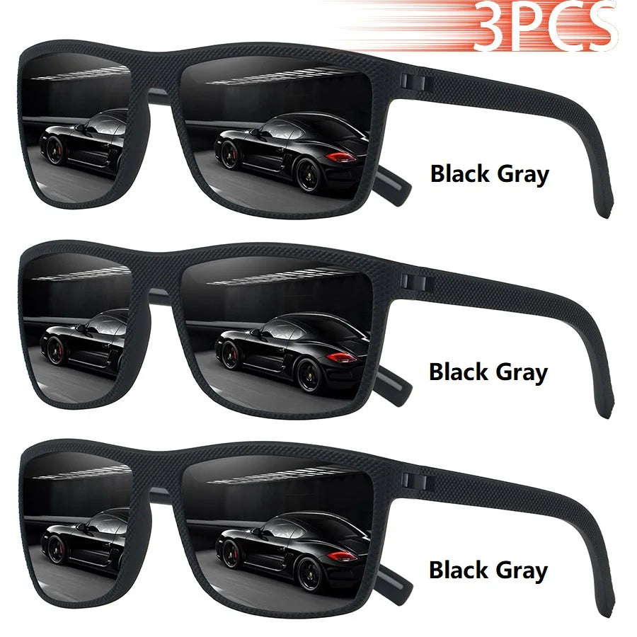 3 PCS Fashion Vintage Check Pattern Sunglasses Men Women Fishing Driving Man Luxury Brand Designer Sun Glasses UV400 Eyewear