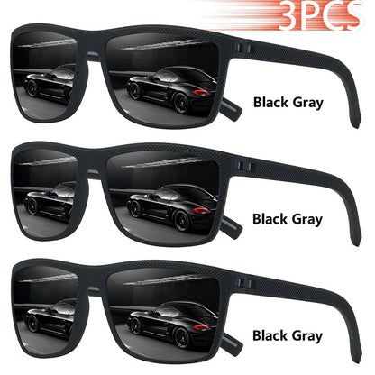 3 PCS Fashion Vintage Check Pattern Sunglasses Men Women Fishing Driving Man Luxury Brand Designer Sun Glasses UV400 Eyewear