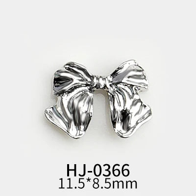 10 pcs Silver Alloy Ribbon Butterfly Nail Art Charm 3D  Metal  Bowtie Nails Art Decoration Jewelry Manicure Accessories Supplies