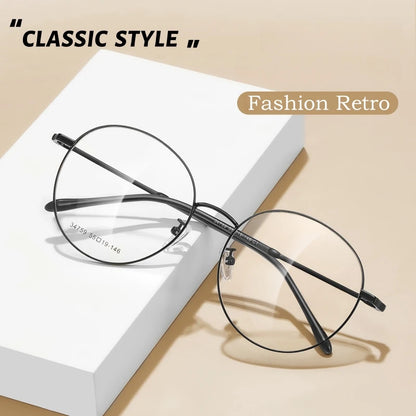 YIMARUILI Ultralight Fashion Big Size Spectacle Frame Round Retro Optical Prescription Men's and Women's Eyeglasses Frame 34759