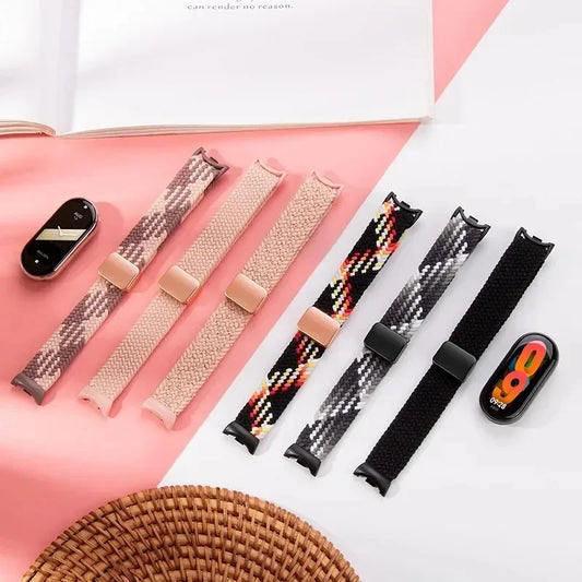 Adjustable Nylon Strap for Xiaomi Mi Band 10/9 Magnetic clasp bracelet Accessories for Xiaomi Mi Band 8/mi 9/10 Smart Watch Belt