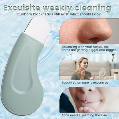 Manual Blackhead Removal Tool，Suitable for Face - Gentle pore cleanser and extractor，With textured surface and light green handl