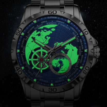 GLENAW 2025 New Earth Series Mechanical Watch Men Rotating Earth Dial Night Light Waterproof Top Luxury Design Mechanical Watch