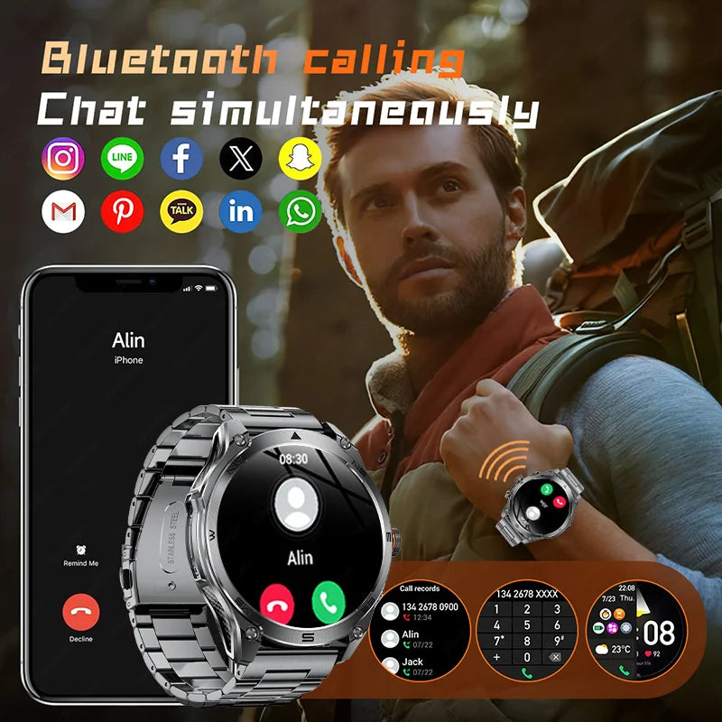 2025 New For Xiaomi GPS Sports Smart Watch 1000mAh large battery LED flashlight compass barometer Military Grade Smartwatchs men