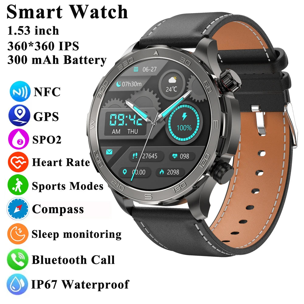 2025 New Smart Watch Watch HD Screen Bluetooth Call GPS Trajectory NFC Heart Rate Compass Outdoor Sports Waterproof SmartWatch