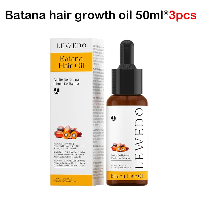 Lewedo Natural Batana Hair Growth Oil Set For Men Women Reduce Hair Loss Treatment Serum Nourish Scalp Anti-Breakage Hair Mask