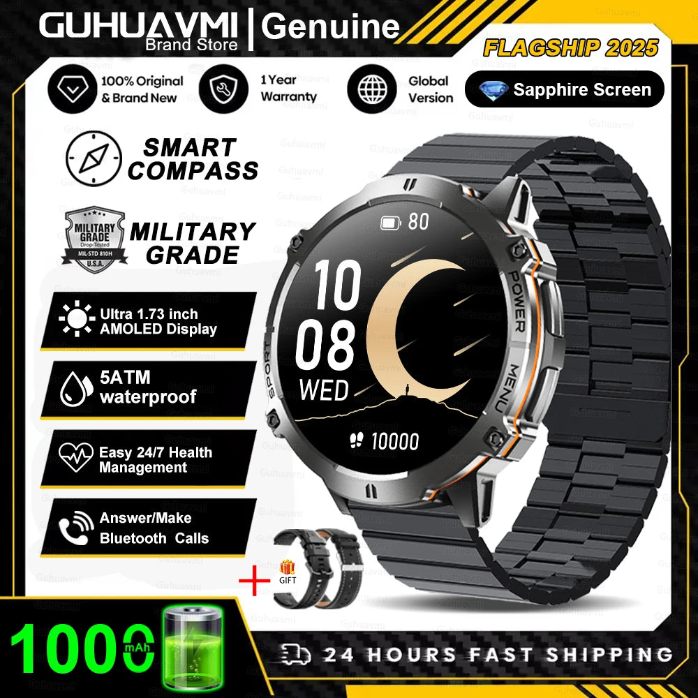 GUHUAVMI TANK X3 ULTRA 2 Smartwatch 1.73" AMOLED Screen 5ATM&IP69K Durable 1000mAh Battery GPS Sports Fitness Track Smart Watch