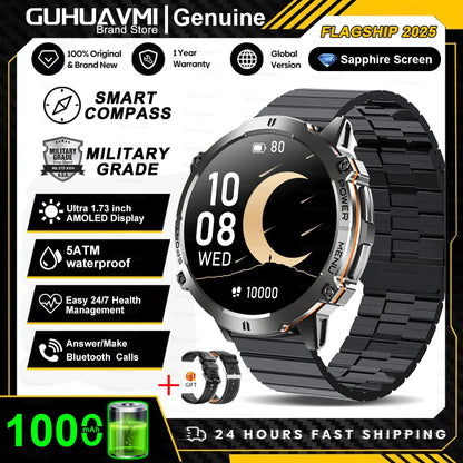 GUHUAVMI TANK X3 ULTRA 2 Smartwatch 1.73" AMOLED Screen 5ATM&IP69K Durable 1000mAh Battery GPS Sports Fitness Track Smart Watch