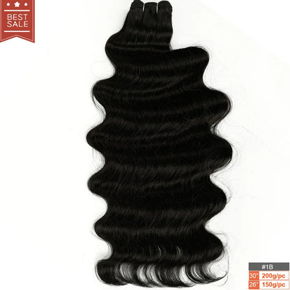 Magicae Blond 27/613 Highlight Ombre Brown High Temperature Synthetic Body Wave Ponytail 30Inch 200g Hair Extensions Wavy Bundle