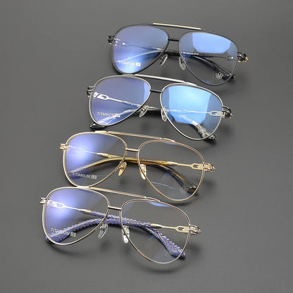 New Fashionable Large Frame Pilot Eyeglasses Frame Titanium Luxury Men's and Women's High Quality Optical Prescription Glasses