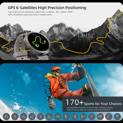 Smart Watch for Women GPS 6-Satellites 1.32” HD AMOLED Display Built-in GPS Bluetooth Call Sports 5ATM Waterproof Smartwatch Man