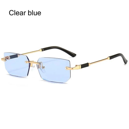 Y2K Shades Eyewear Rimless Rectangle Sunglasses for Women & Men Frameless Sun Glasses UV400 Protection Fashion Accessory