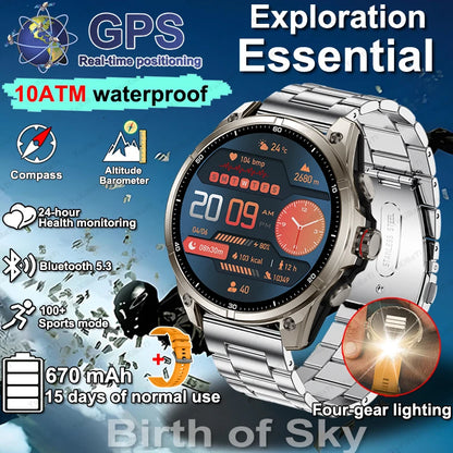 2025 New Premium GPS Smart Watches Outdoor Altimeter Barometer AMOLED Screen Built-in GPS Compass Military Sports Smartwatch Men
