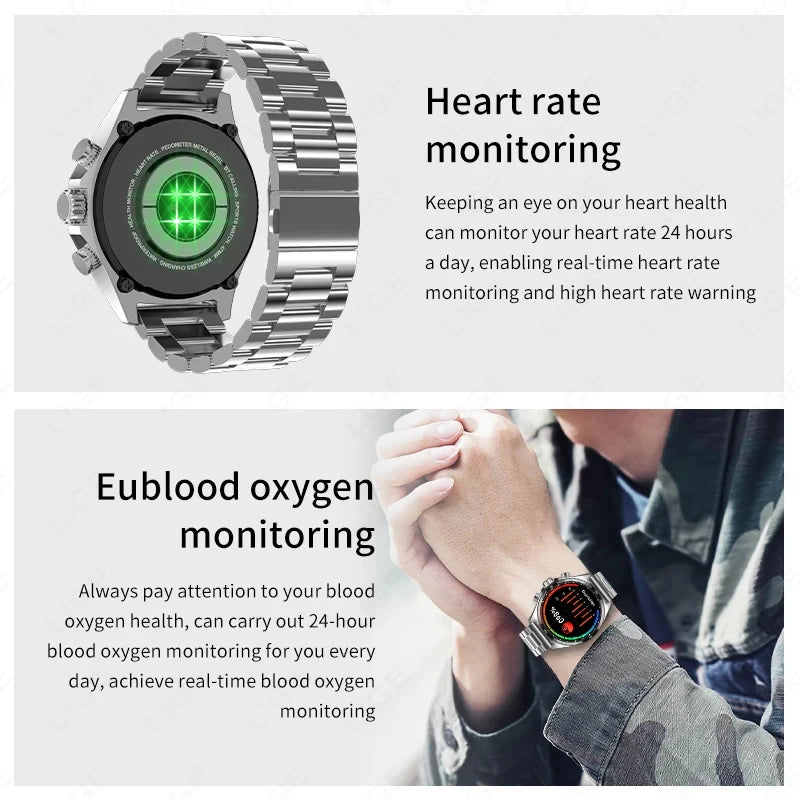 2024 New Outdoor Sports GPS Smart Watch Men Bluetooth Call Smartwatch Health Monitoring Compass IP68 Waterproof Watches Men