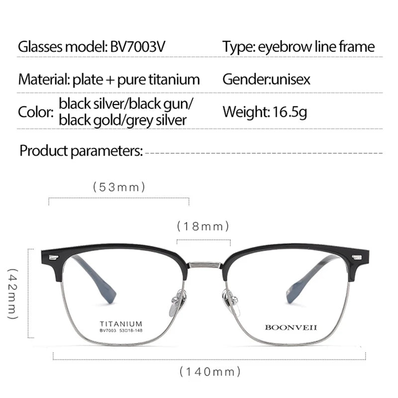 Pure Titanium Frame Glasses Full Rim Eye Glasses Spring Hinges Men Style Shortsighted Spectacles New Arrival Glasses