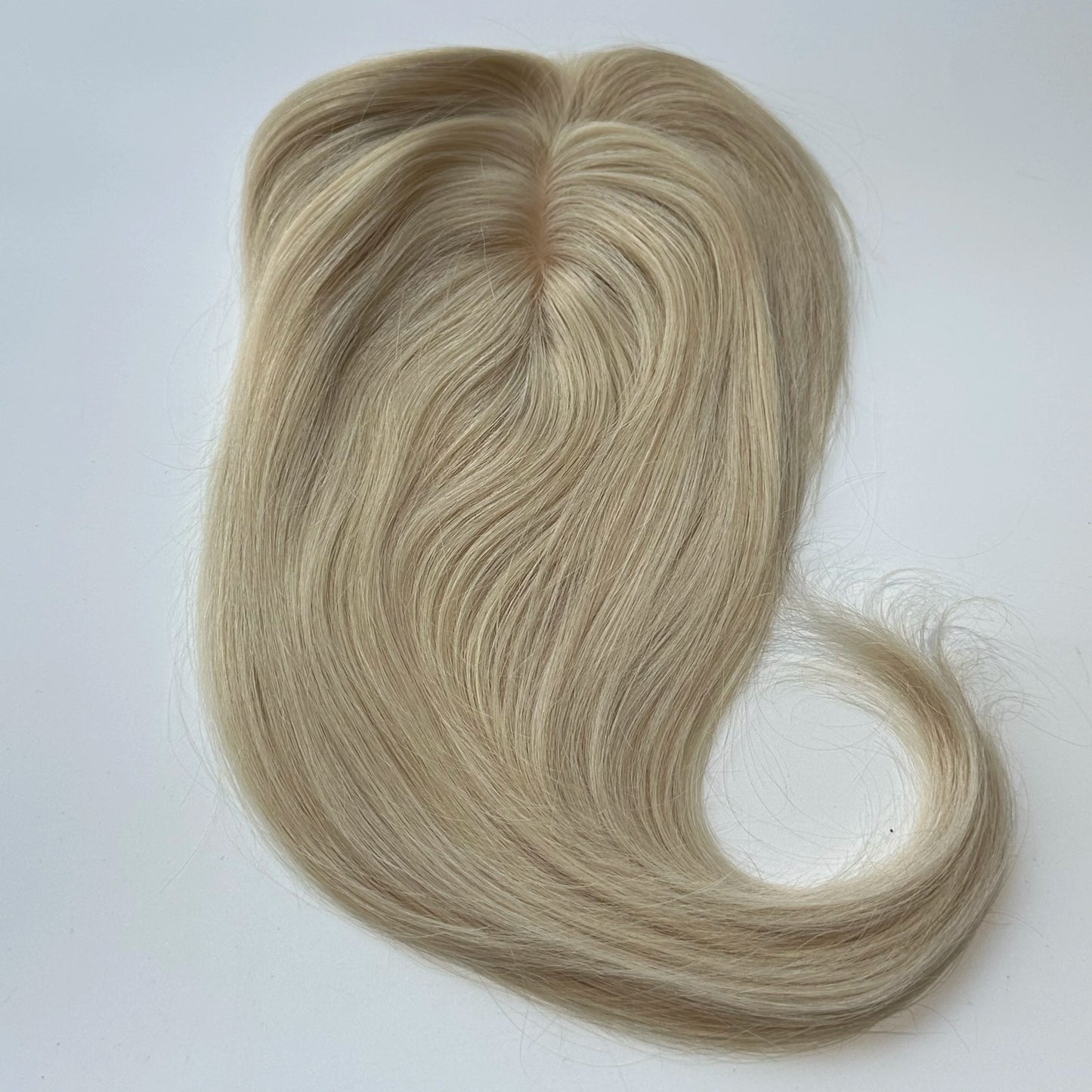 Hair Topper With Bangs Women 100% Human Hair Wigs Clip In Hairpieces Blonde Natural Straight Hair Topper Silk Base 35cm