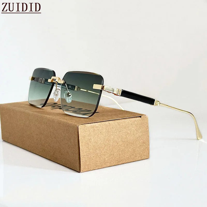 New 2024 Square Sunglasses Women Trendy Vintage Designer Rimless Sunglasses For Men Vacation Fashion Glasses Lentes De Sol Mujer