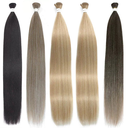 30inch Straight Hair Extensions Synthetic Smooth Ombre Hair Weaving 26 inches brown Synthetic Straight Hair Bundles Full To End