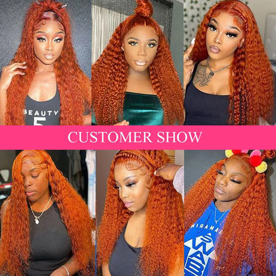 Orange Ginger Lace Front Wig Human Hair 30 40 44 Inch Deep Wave Pre Plucked Curly Wigs 13x4 13x6 Hd Lace Frontal Wig For Women