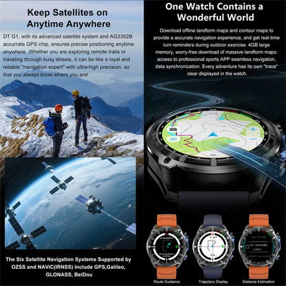 DT G1 Outdoor Sports Smartwatch 860mAh Battery 1.53inch AMOLED Screen Men's Watch Compass 5ATM Waterproof BT Call Smart Watch