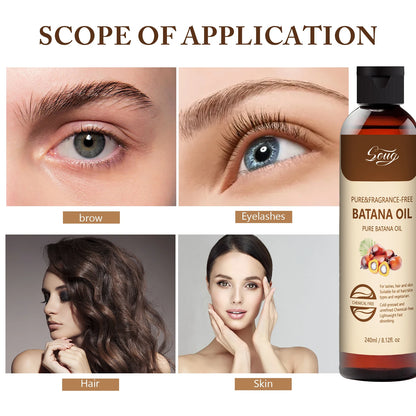 Pure Natural Batana Oil for Hair Growth, Eyelashes & Skin Care - 240ml Cold-Pressed Treatment for Dry Hair Repair