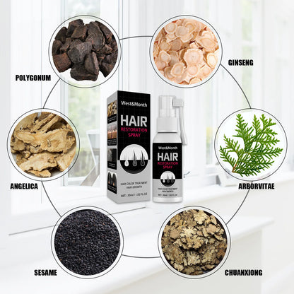 Anti White Hair Spray Treatment Serum Hair Growth Spray Restoration Black Hair Anti Hair Loss Repair Hair Loss Product 30ML