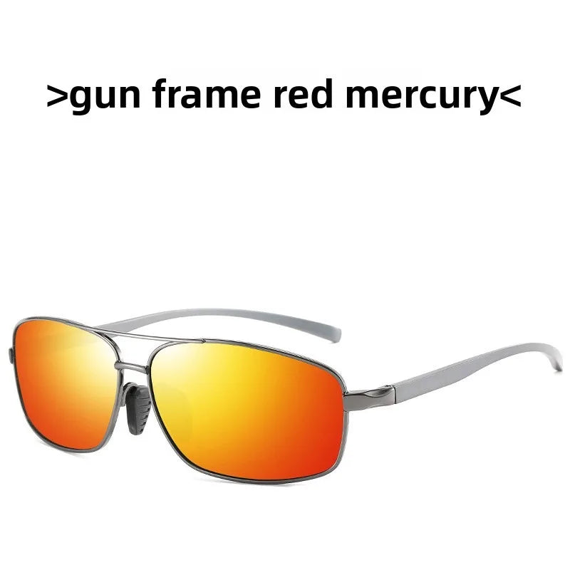 66-20 Men's Large Face Polarized Sunglasses Aluminum Magnesium Rectangular Glasses Driver Sunglasses Driving Glasses Have Degree