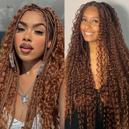 30# Chocolate Brown Deep Wave Bulk 100G 2 Bundles Human Hair for Boho Braids Curly Braiding Hair 14-24 inch Remy Hair Brazilian