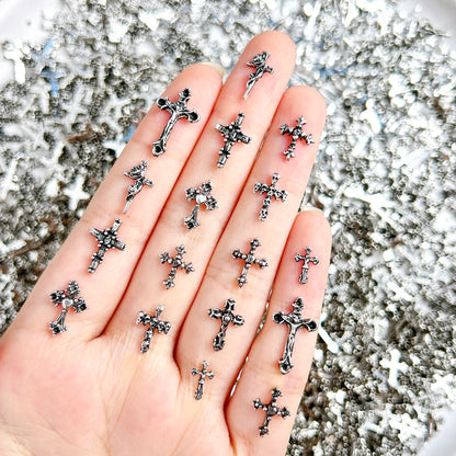20PCS Multiple Style Classic Cross Alloy Nail Art Decorations 3D Minimalist Creative Cross Cool Style Nail Charms DIY Nail Parts