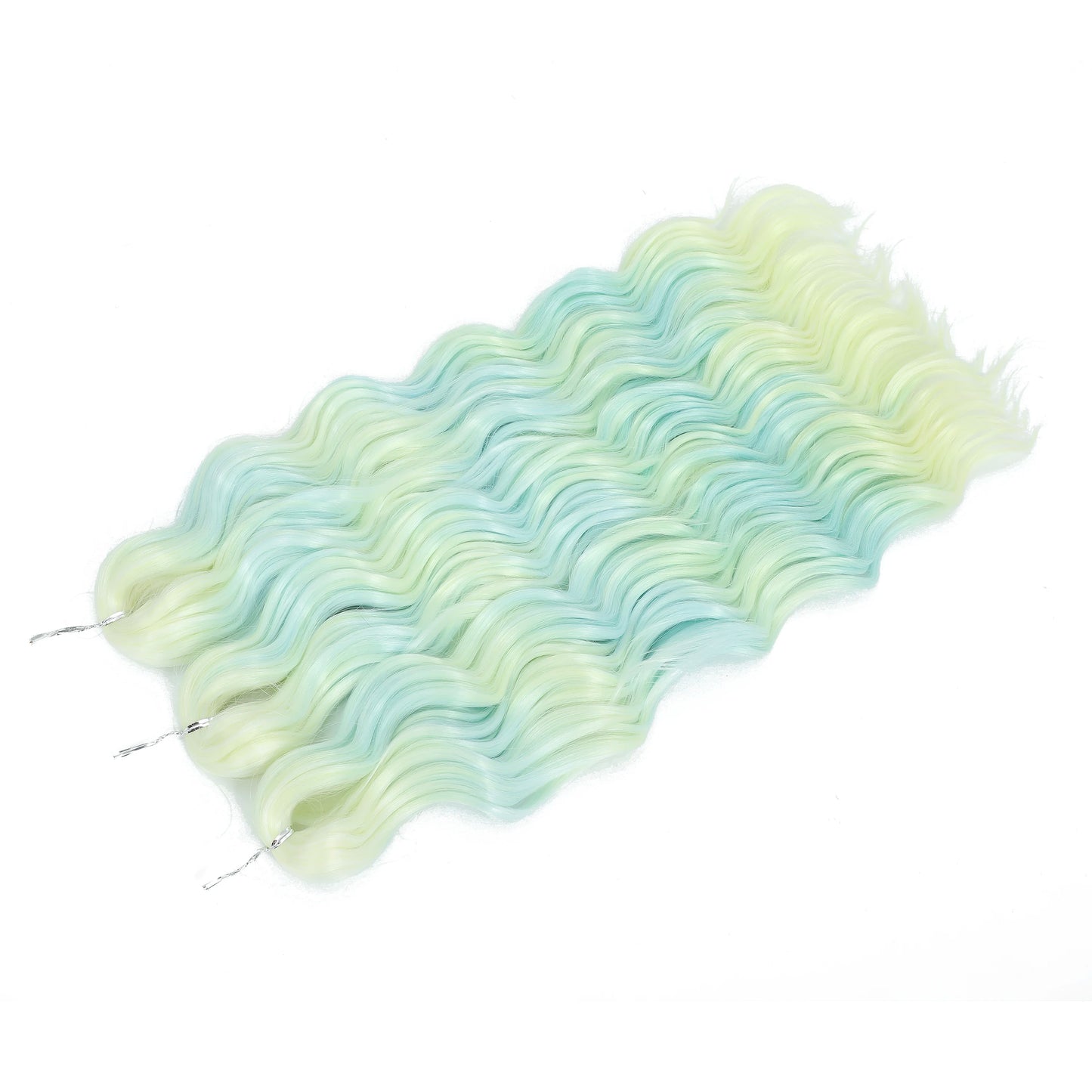 Anna 3Pcs 24Inches 300grams Ombre Rainbow Water Wave Crochet Braiding Sliver White Synthetic Hair Extension Body Wavy Braids