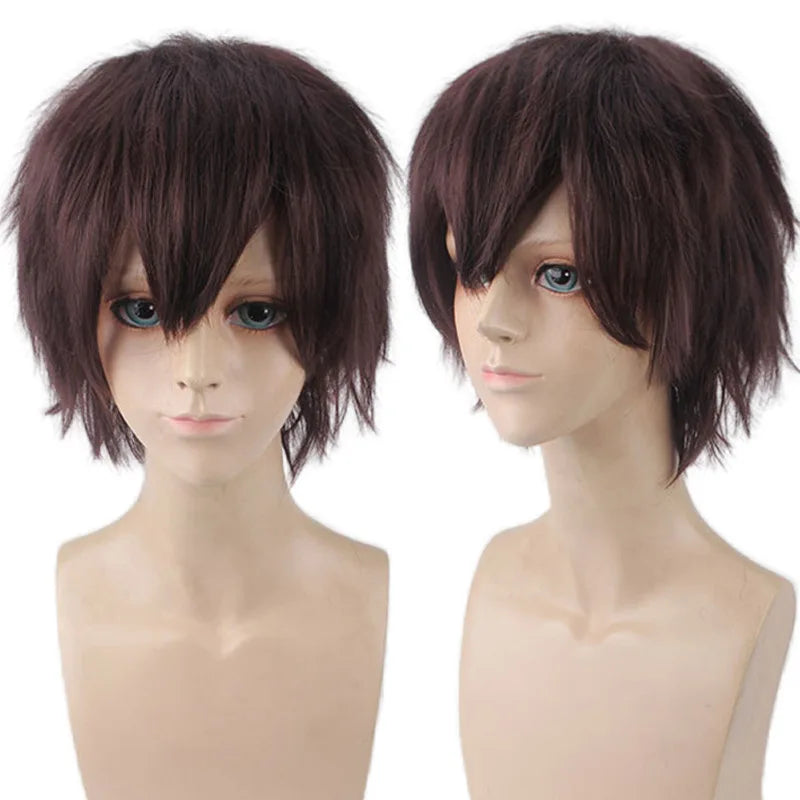 New Concubine Synthetic Bob Men's Short Straight Hair Cover Fake Cosplay Wig Ombre Green Black Blue Blonde Hairpiece