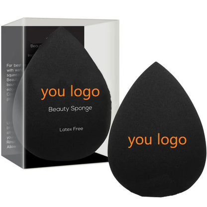 Custom Your Logo Cosmetics Beauty Sponge Latex Free and Vegan Makeup Black Sponge Set  Powder Cream Liquid Application with Box