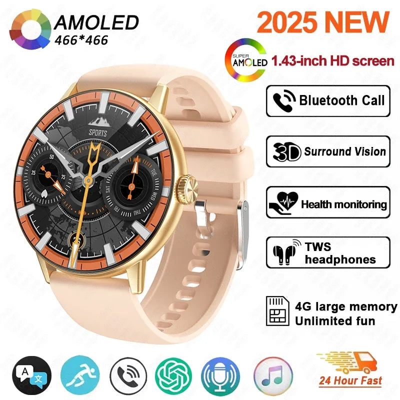 New 3D Surround Vision Smart Watch Built-in App 4GB large Memory Built-in photo album TWS Headphone IP68 Waterproof Smart Watch