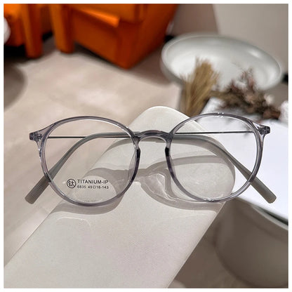 MOMOJA Ultralight TR90 Titanium Myopia Glasses Retro Round Optical Prescription Spectacle Frames for Men and Women XM6835
