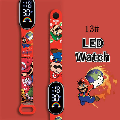 Mario Bros Children's Watches Action Figures Luigi Princess Peach Yoshi Bowser kids Sport Wristband Waterproof Digital Watch