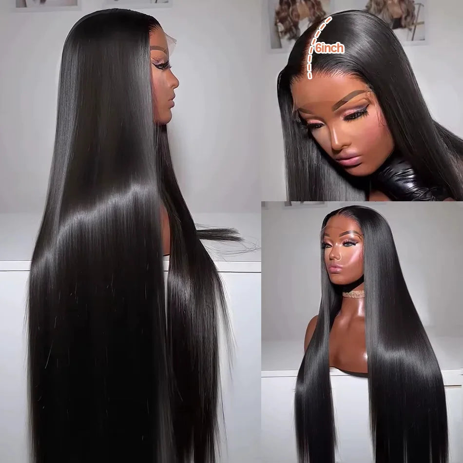 Bone Straight HD Transparent 13x6  Lace Front Human Hair Wig Brazilian 30 40 Inch Pre Plucked 13x4 Lace Frontal Wigs For Women