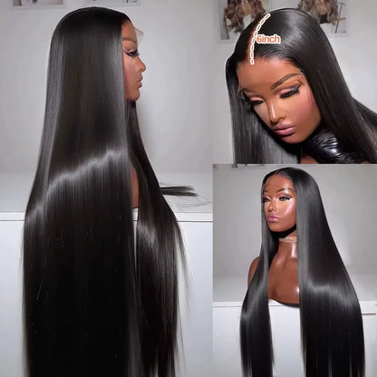 Bone Straight HD Transparent 13x6  Lace Front Human Hair Wig Brazilian 30 40 Inch Pre Plucked 13x4 Lace Frontal Wigs For Women