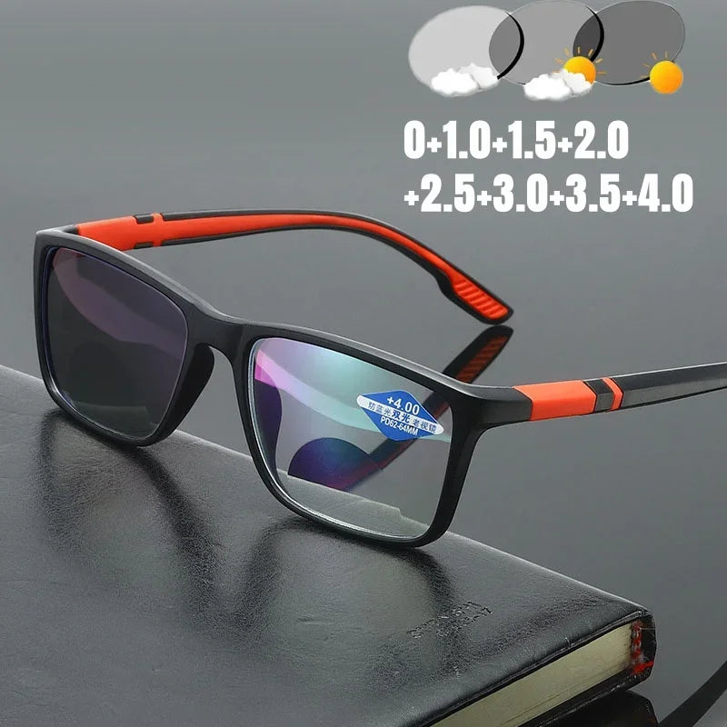 Men Women Fashion Photochromic Glasses Outdoor New Stylish Reading Glasses Smart Color Changing Presbyopia Eyeglasses