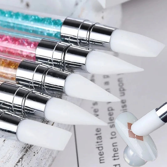 5Pcs White Sculpture Dotting Pen Nail Art Brush Tool Colorful Crystal Dual-head Carving Flower Painting Pen DIY Manicure Tools