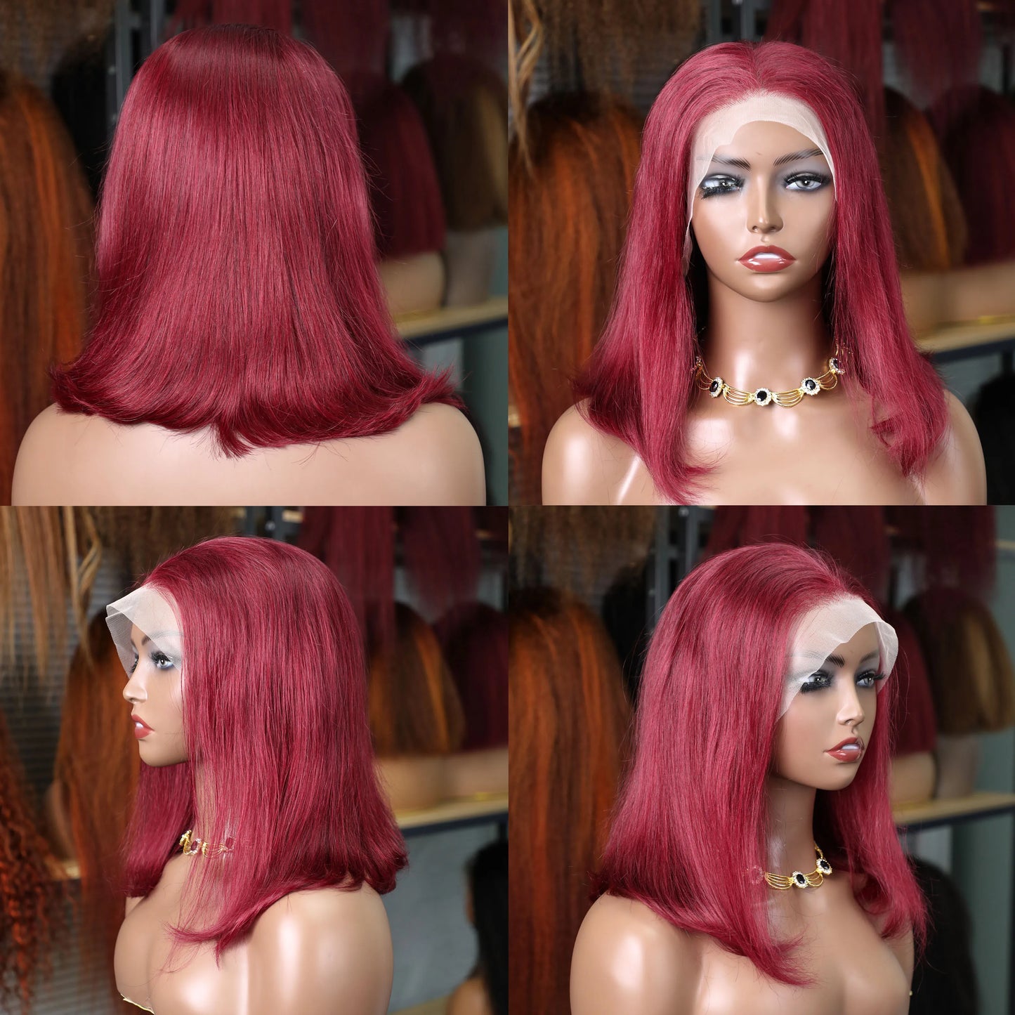 99J Burgundy 13x4 Bob Straight Pre Plucked Human Hair Wigs Short Brazilian Human Hair Wigs Transparent Lace Human Hair Wig