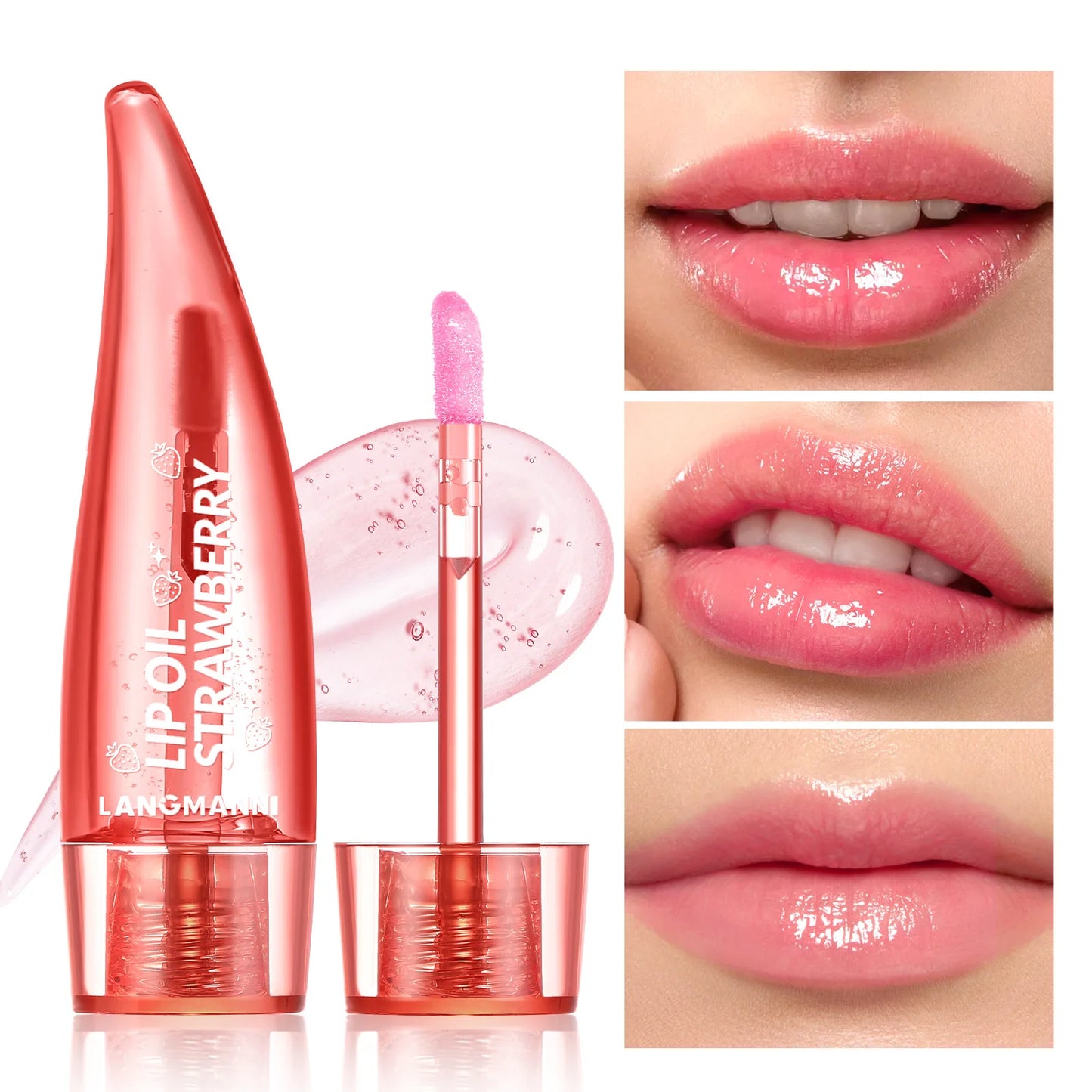 Aloe Vera Lip Gloss Strawberry Flavored Color Changing Moisturizing Lip Oil Long Lasting Shine Glaze for Lips Care