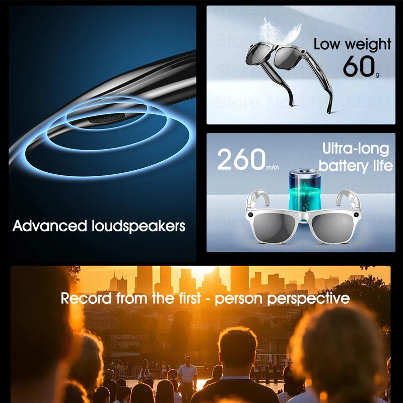 AI Translation Smart Glasses For Men Women 100W Camera Bluetooth Call Playing Music Identify Pictures ChatGPT For Travel Meeting