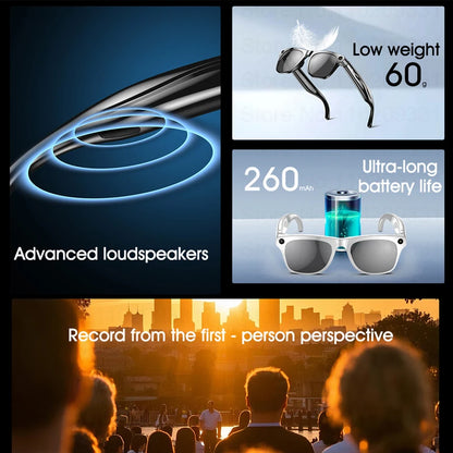 AI Translation Smart Glasses For Men Women 100W Camera Bluetooth Call Playing Music Identify Pictures ChatGPT For Travel Meeting