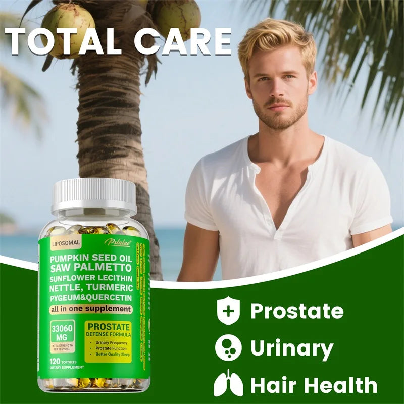 Prostate Support for Adult Men - Reduce Toilet Trips, Improve Sleep, Bladder Control, Relieve Hair Loss, Promote Hair Growth