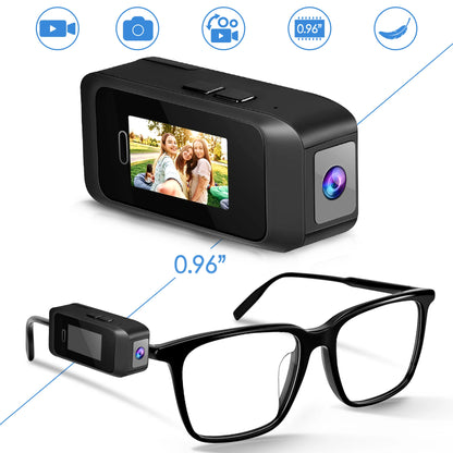 NEW Glasses Wearable Mini Pocket Camera 1080P Portable Digital Video Recorder Body Camera Head Mounted Miniature Camcorde Screen
