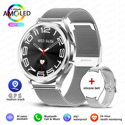 2025 New Smart Watch 6 Classic Smart Watch Fashion Men Sports Fitness Waterproof Heart Rate AMOLED HD Bluetooth Call Smartwatch