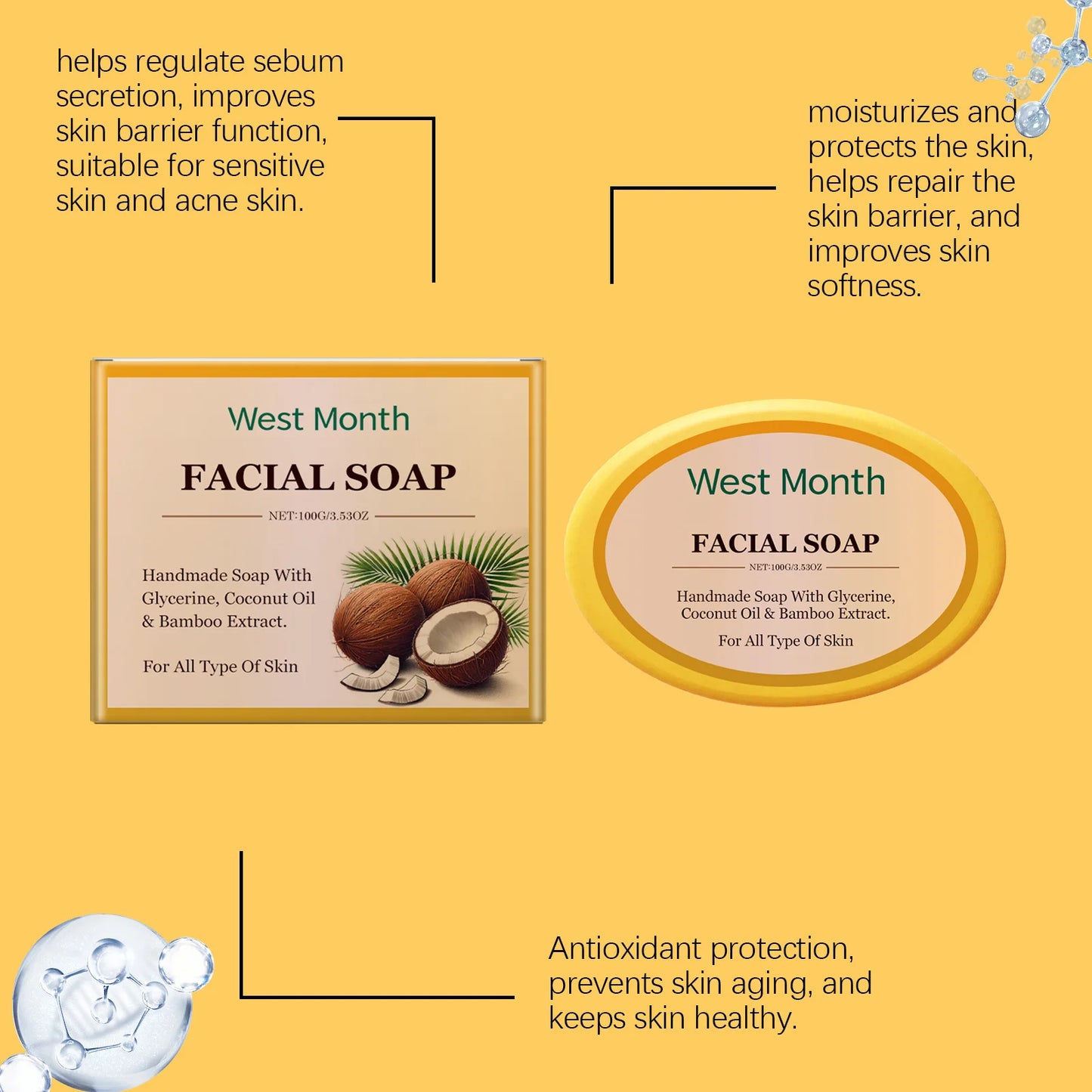 Acne Remover Soap Cleansing Oil Control Shrink Pores Brightening Smoothing Glow Moisturizing Anti Blackhead Pimples Facial Soap