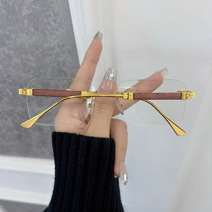 Fashion Luxurious Square Eyeglasses Frames Women Men Transparent Clear Brand Designer Optical Rimless Lovely Oculos