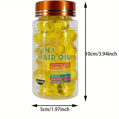 GZE 7-IN-1 Hair Oil Enriched With Rosemary Oil Castor Oil Batana Oil Chebe Oil Biotin Keratin Collagen Hydrating Smoothing