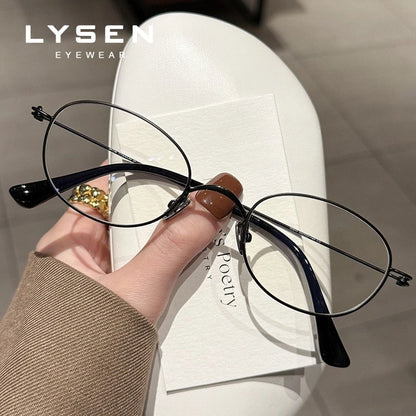 LYSEN Vintage Pure Titanium Oval Frame Myopia Prescription Glasses Blue Light Blocking Reading Glasses Customizable Progressive
